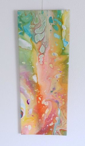 Abstraktes-Gemälde-Grün-Orange-50x20